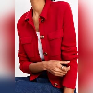 LOFT Vibrant Red Utility Jacket